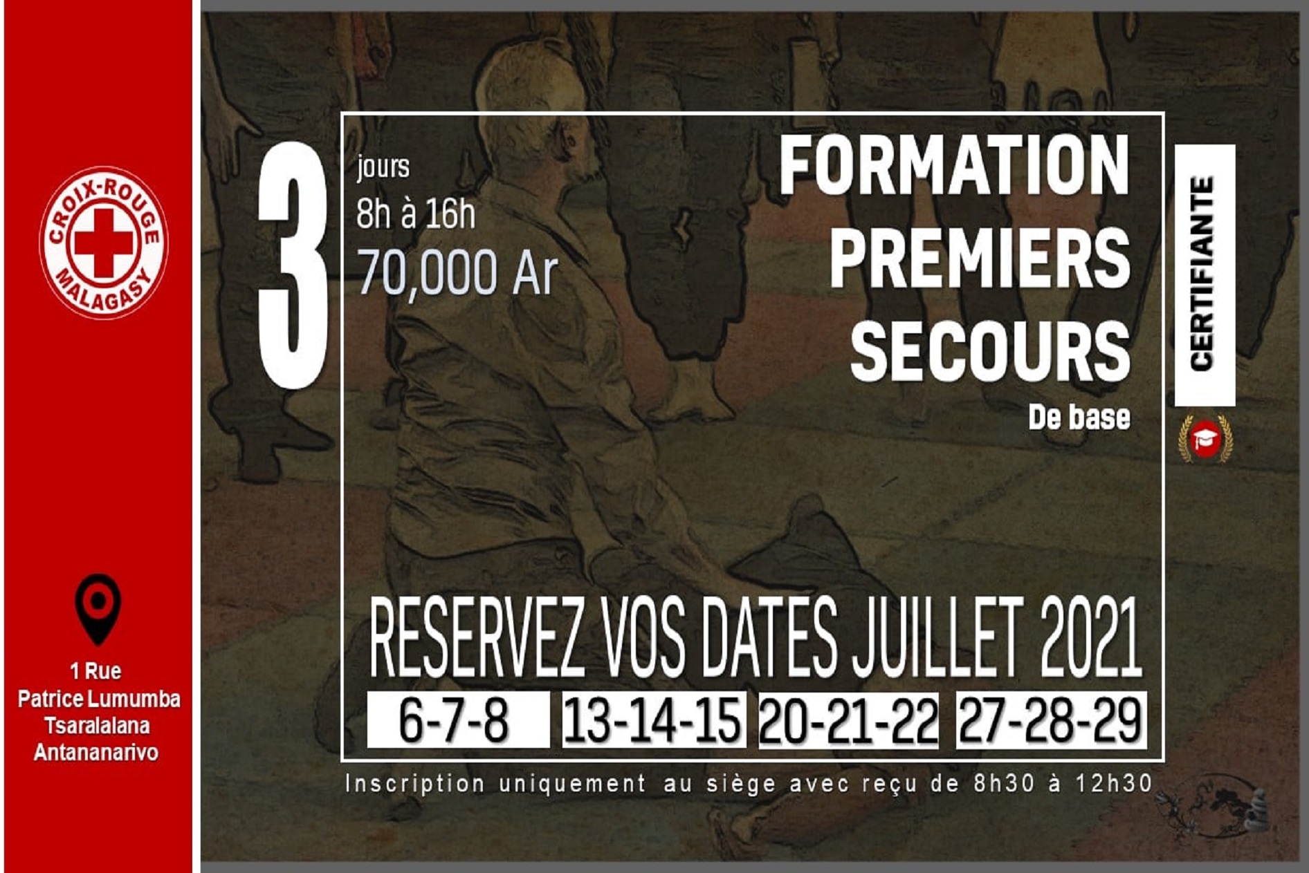 Formation en premiers secours des bases à la Croix-Rouge Malagasy